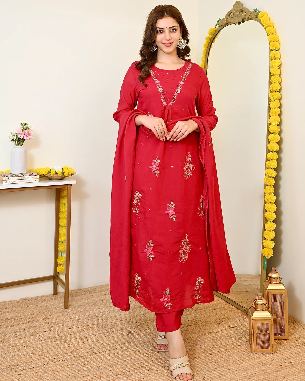 SEQUENCEHOLIC Women Embroidered Kurta with Trousers & Dupatta | Ethnic Kurta Set